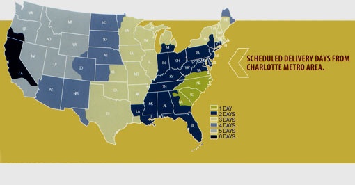 Charlotte Delivery Times Map