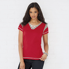 LAT Ladies Gameday Lace up Tee