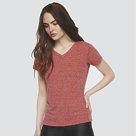 LAT Ladies Harborside V-neck Melange T-Shirt