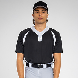 A4 Apparel 2-Button Color Blocked Baseball Henley