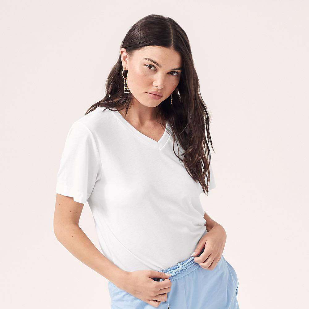 Bella+Canvas Women's Relaxed Jersey Short Sleeve V-neck Tee | Carolina-Made